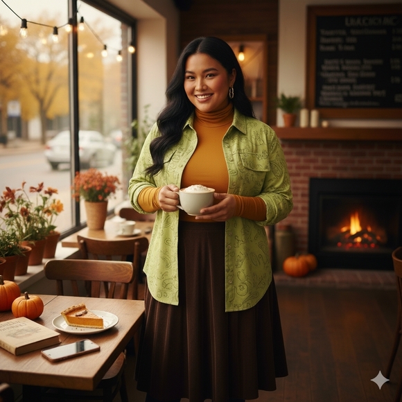 Chico's Size 1/M Shirt Shacket Button Down Floral Embroidered Green Microfiber - Picture 12 of 12